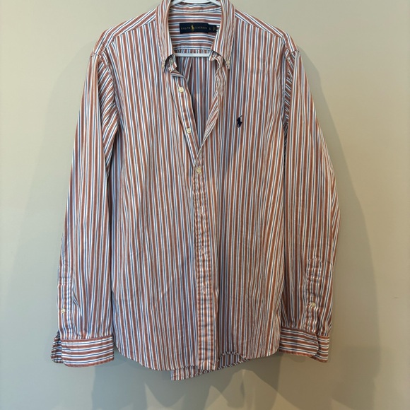 Ralph Lauren Men's Casual Striped Shirt - Orange and White Large - Picture 6 of 14